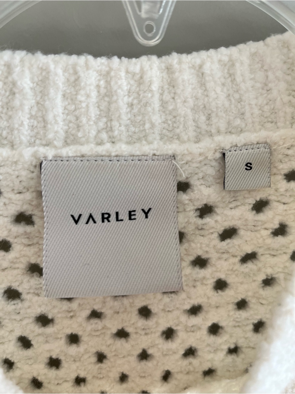 NWOT Varley Grady Boucle Ivory Open-Knit Crewneck Sweater SMALL - Picture 7 of 11